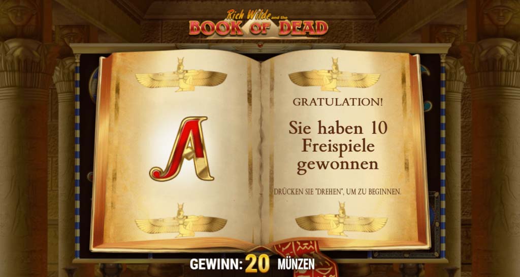 Book of Dead Freispiel-Bonus Gewinn